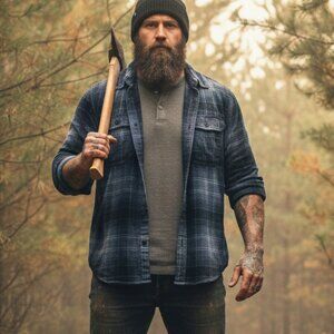 🔵 George Blue Plaid Flannel Button Shirt M 🔵